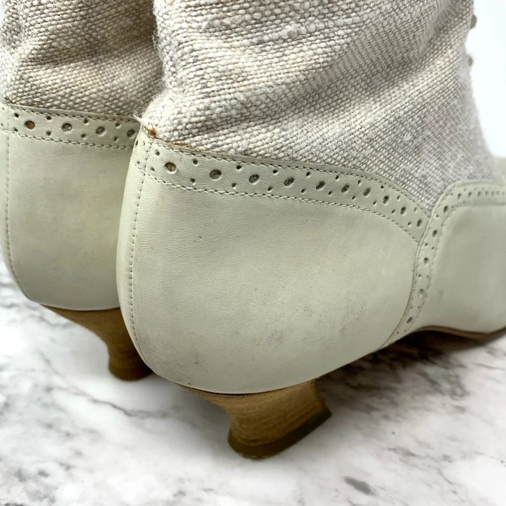 VTG Nine West Lace Up Two Tone Pointed Toe Boots 7.5 Victorian Edwardian Cosplay - Picture 10 of 16